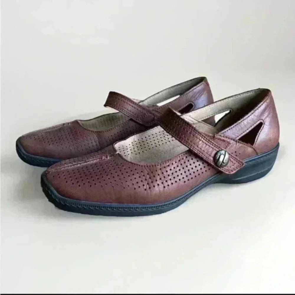 Hotter Mary Jane Shoes Brown Womens 8.5 Leather Comfort Classic Sophisticated